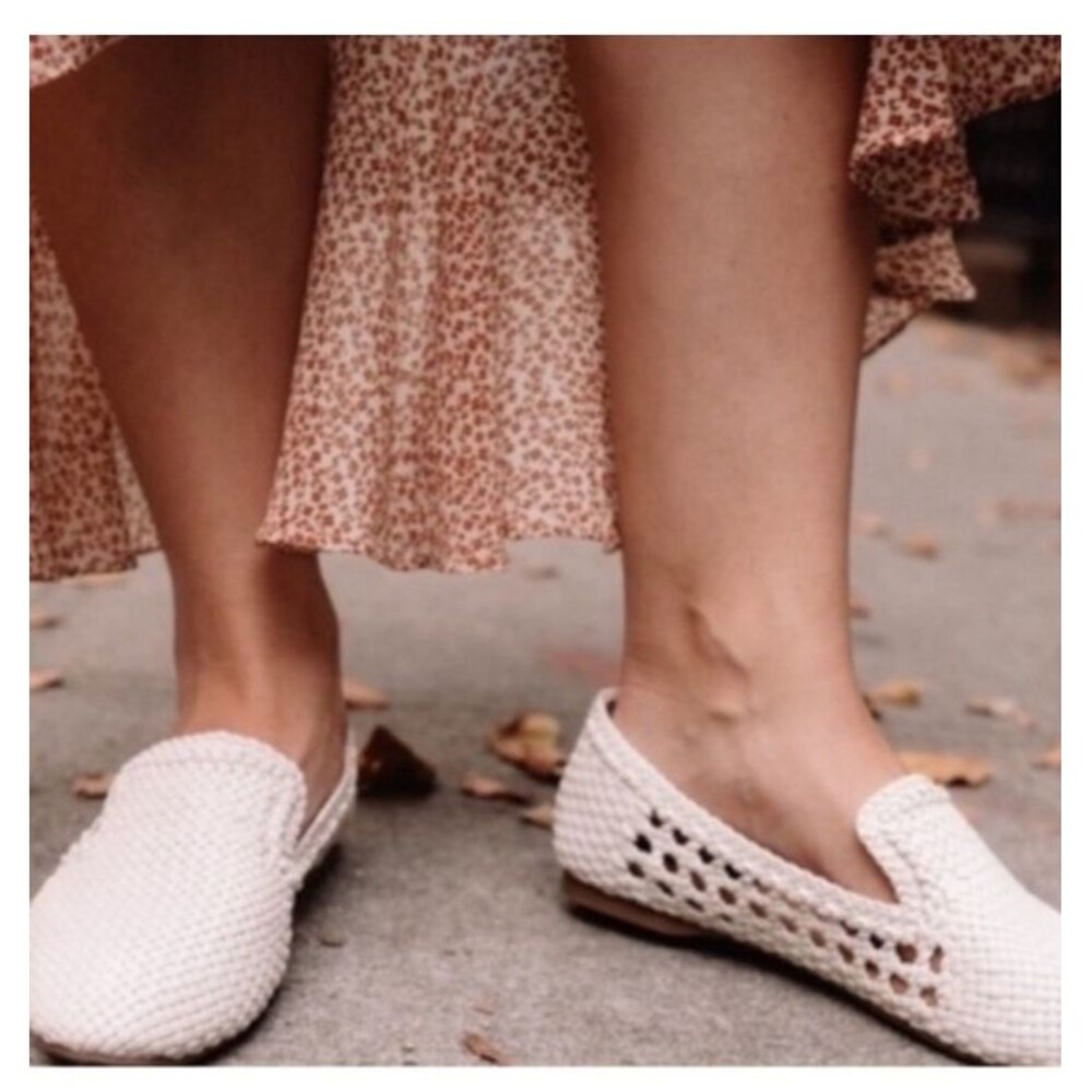 Birdies The Starling White Woven Womens Vegan Slip On Flats Loafers 6 Comfort *